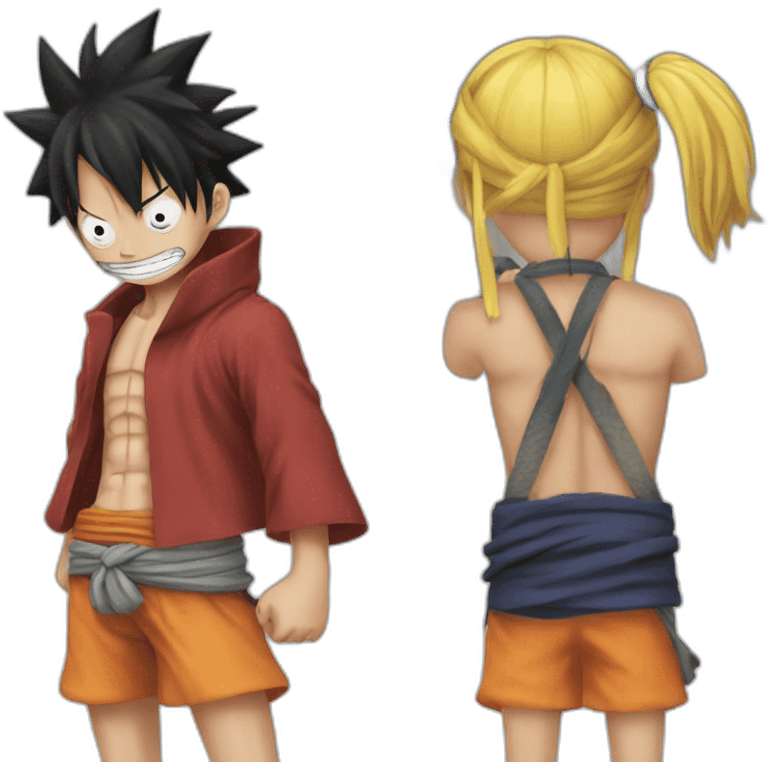 Luffy qui embrasse Naruto emoji