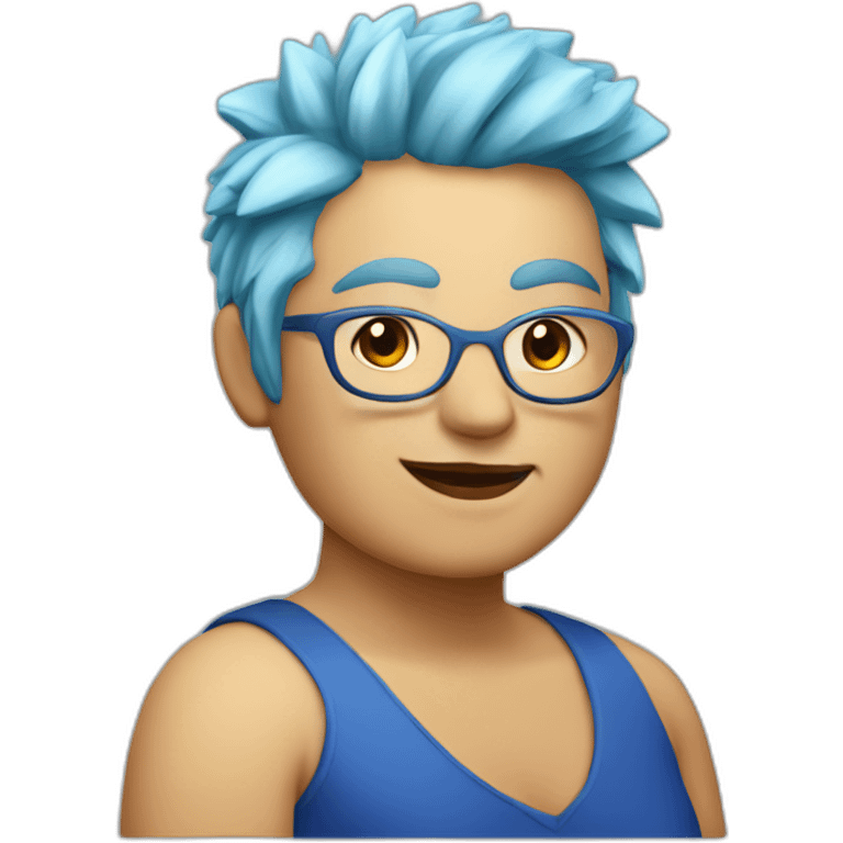 Older fat lesbian Chilean very short spiky bright blue hair emoji