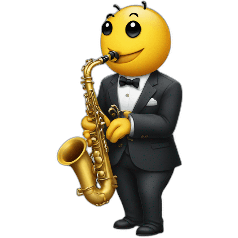 Caterpillar playing the saxophone in a suit emoji