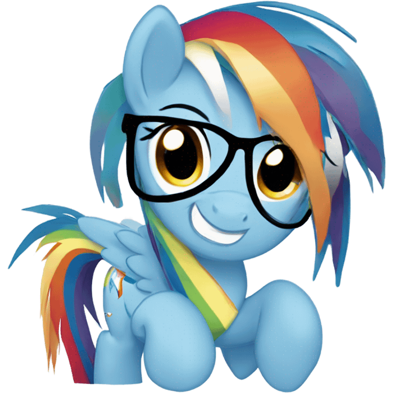 Rainbow dash my little pony emoji with black glasses on  emoji