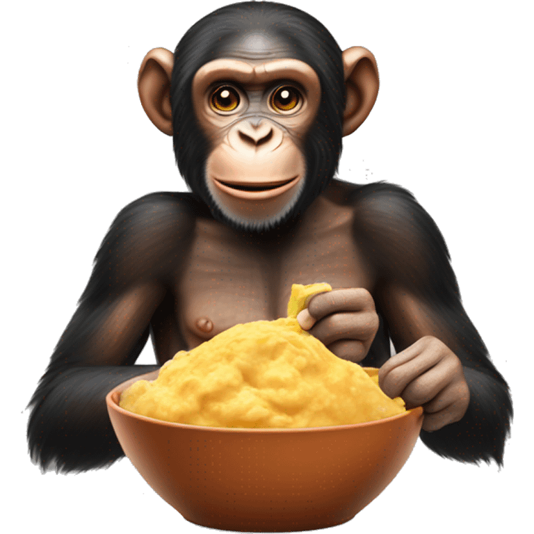 Chimp eating butter chicken  emoji