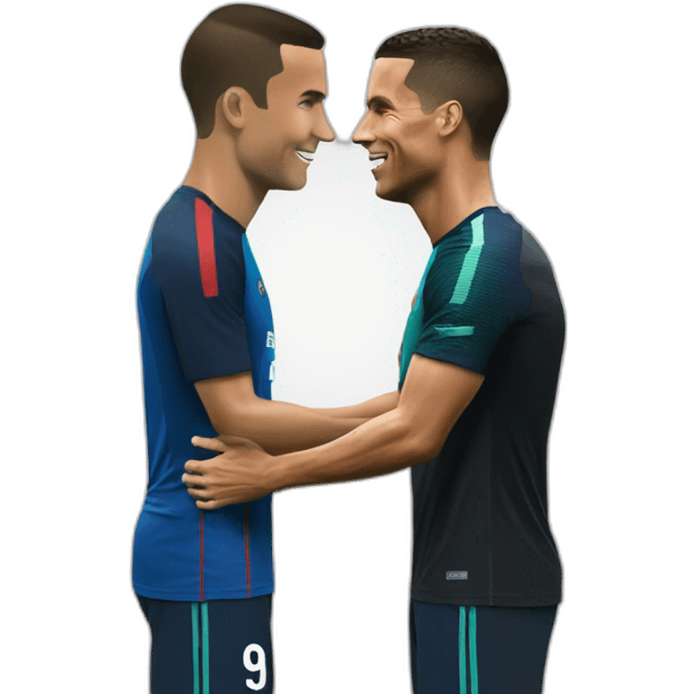 Macron huggung ronaldo emoji