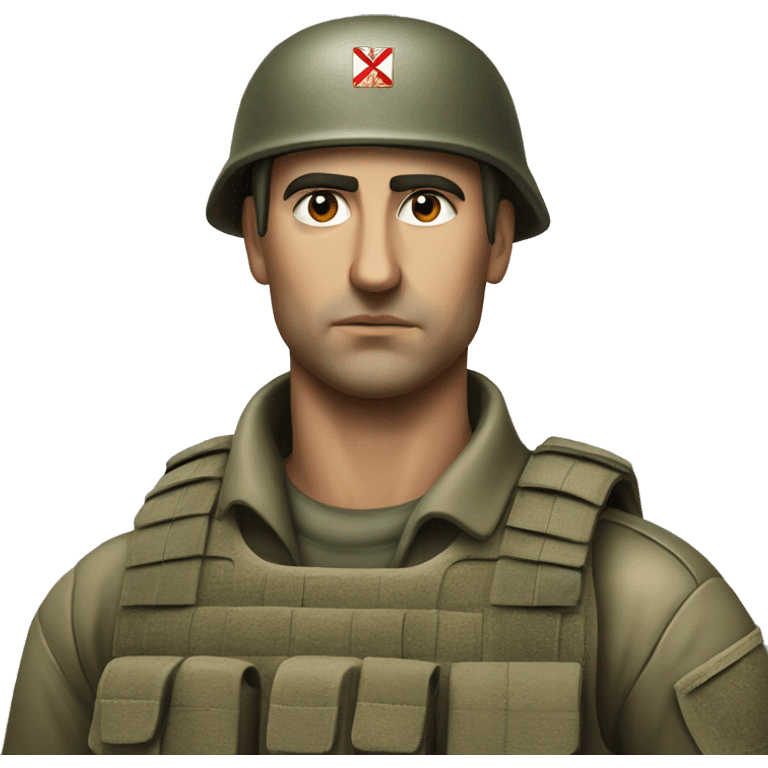 Photorealistic serious serbian soldier emoji