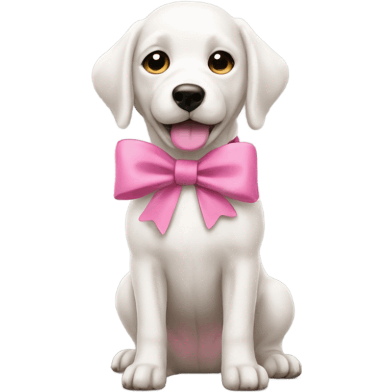 White Dog with pink bow emoji