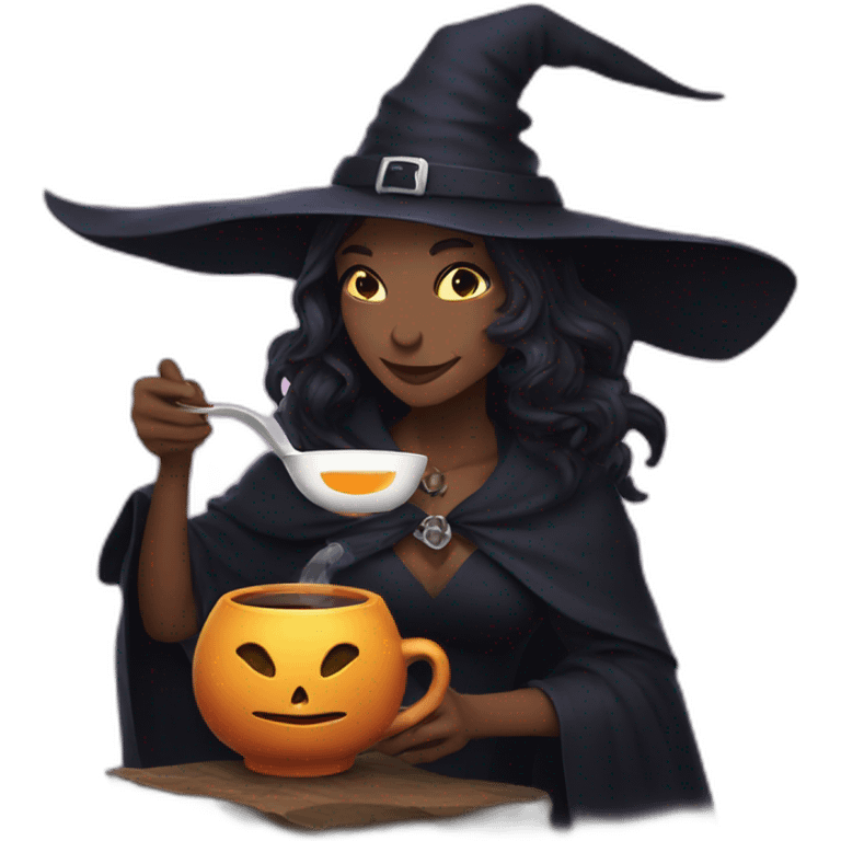 Witch drinking tea with bestie emoji