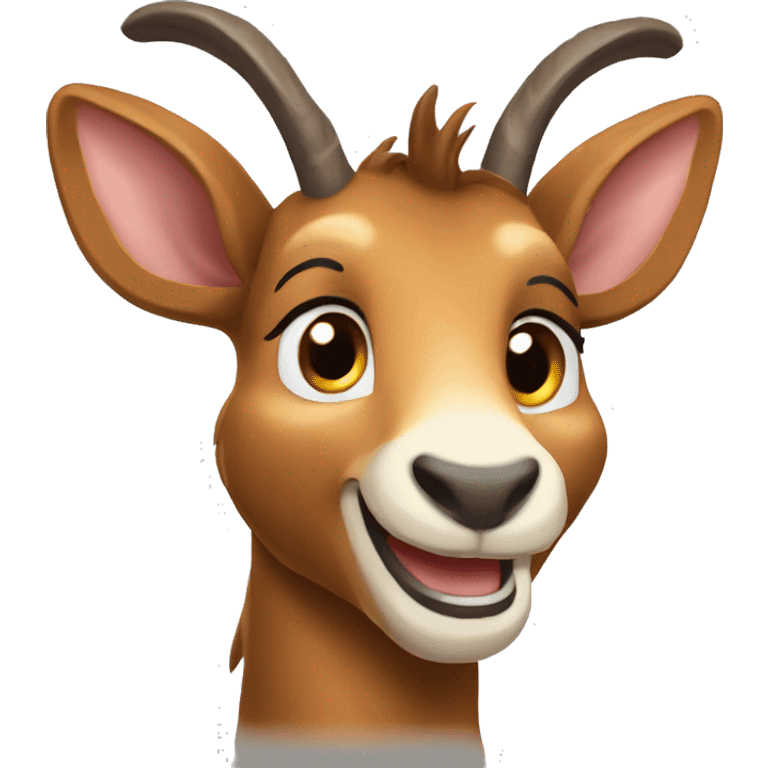 happy smiling brown chamois pointing to the left side with his hoof emoji