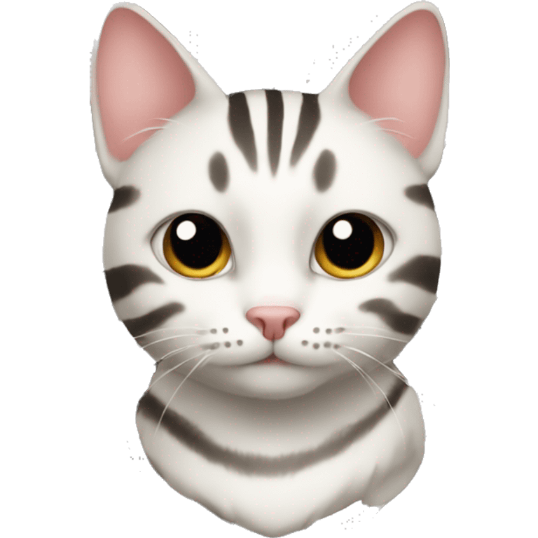 Striped cat with white nose emoji