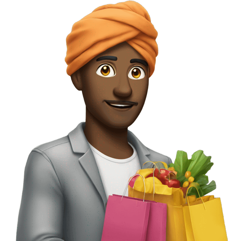 Man in turban with shopping bags  emoji