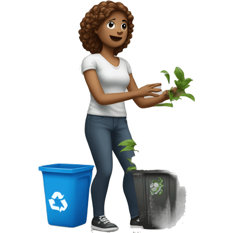 "White woman throwing a plant in the trash."
 emoji