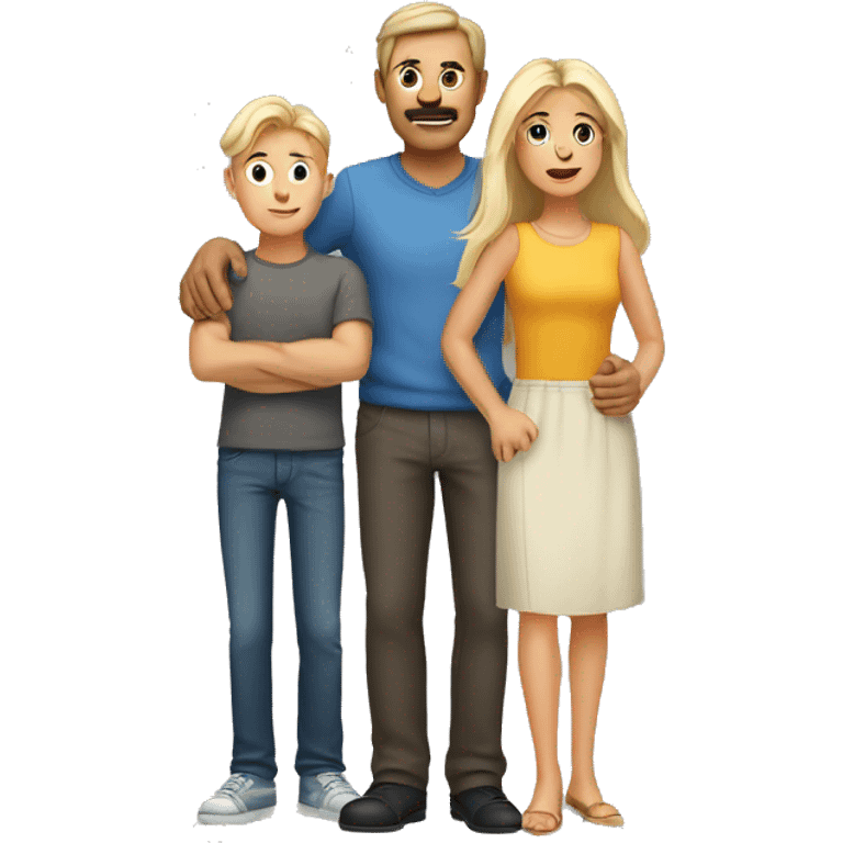 dark hair father and blond mother and two children emoji