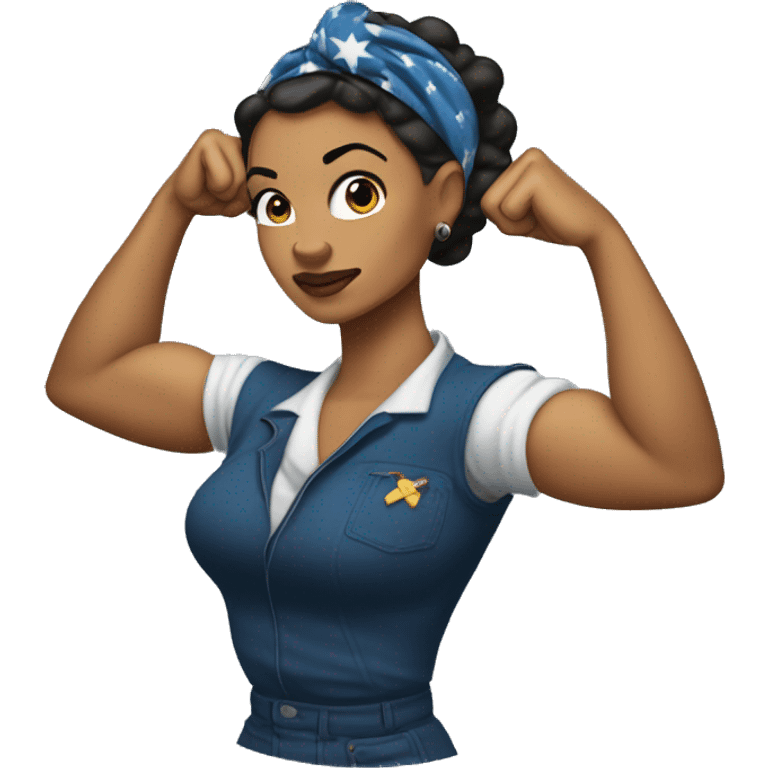 lightskin Rosie the Riveter shows biceps emoji