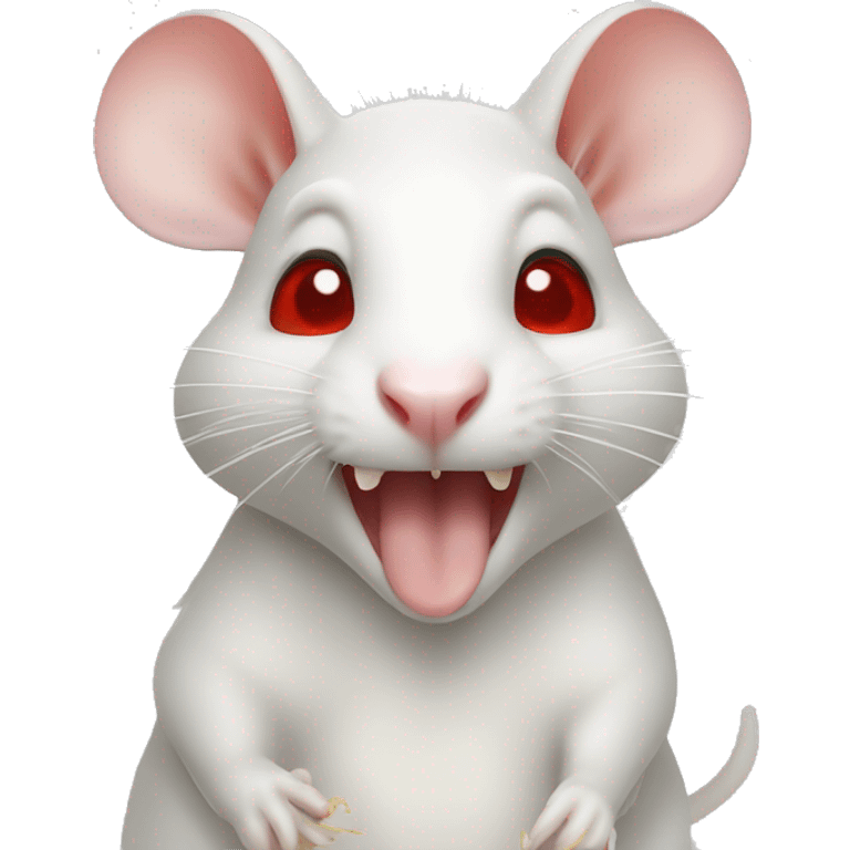 White rat with red eyes eating cheese emoji