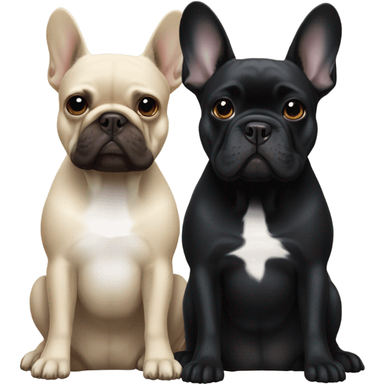 frenchie bulldog black with a black labrador  emoji