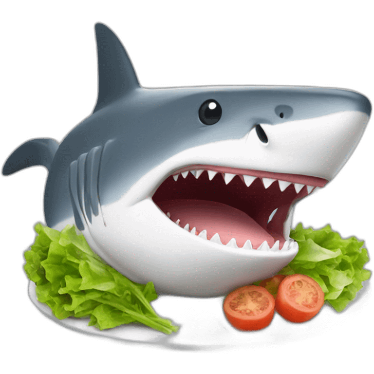 Un requin qui mange une salade emoji