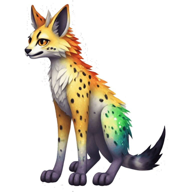 Epic Edgy Colorful Sparkly Sergal-Serval-Vernid full body emoji