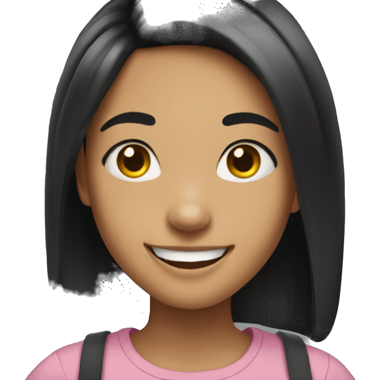 happy girl  with black hair emoji