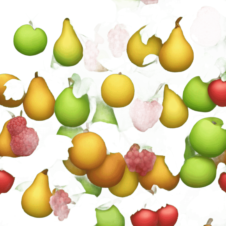 Fruits hanging on bushes, realistic background  emoji