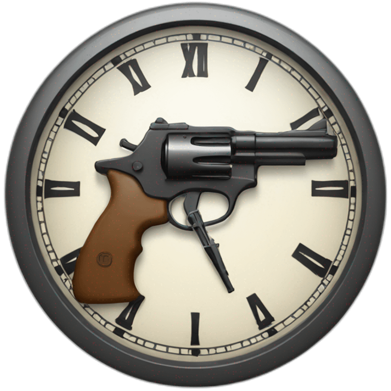 a clock holding a gun emoji