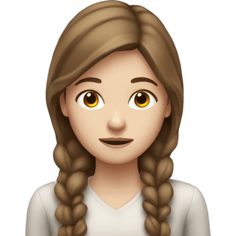 a white girl with brown hair tired emoji