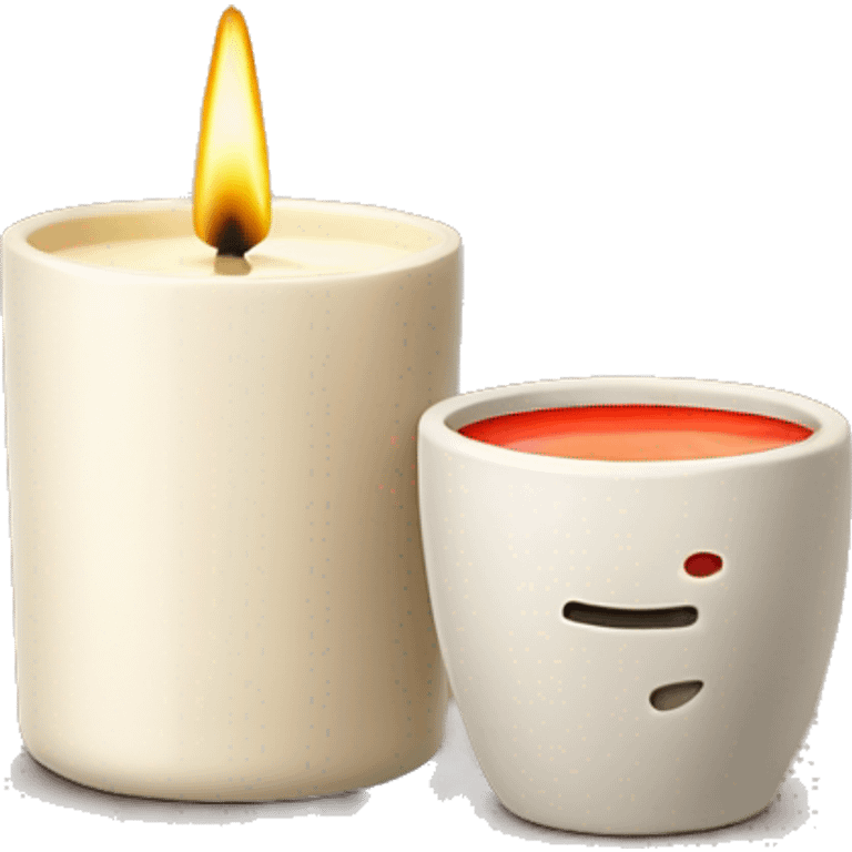 Fragrance candle with woody color and ceramic cup. besides, with design texture emoji