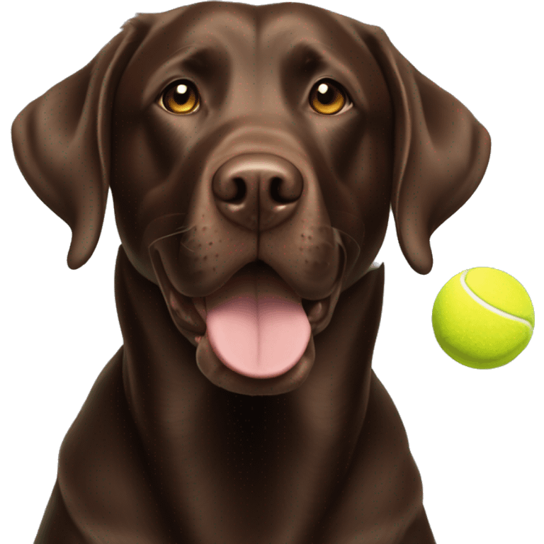 Chocolate lab with tennis ball in mouth emoji