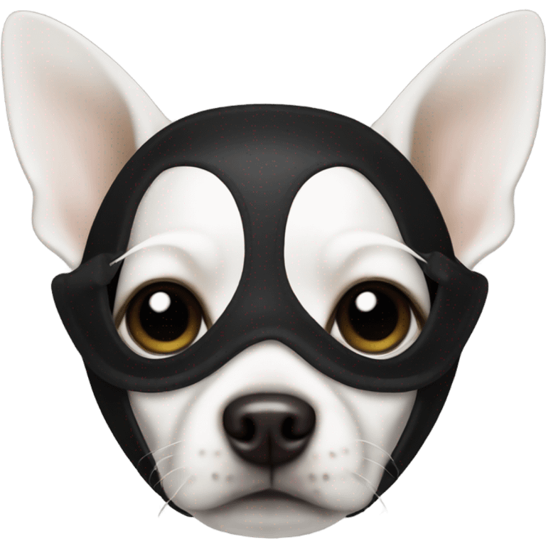 white chihuahua dog with a black mask  emoji