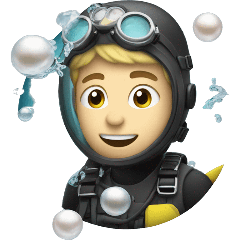 Scuba diver finding a pearl emoji