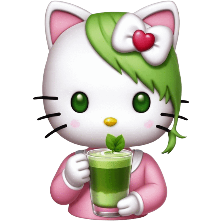 Hello kitty drinking matcha  emoji