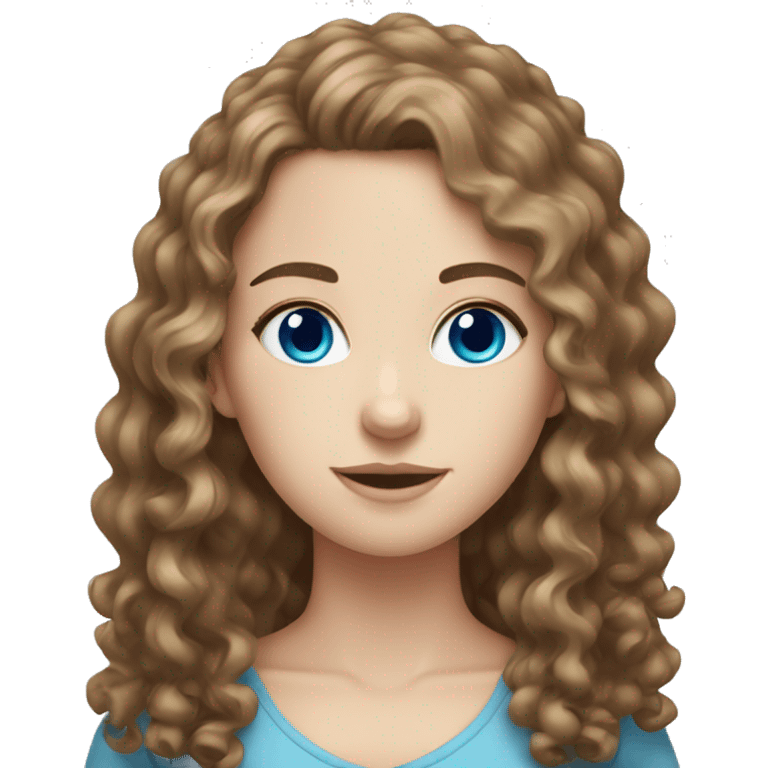 White girl with blue eyes and brown curly hair  emoji