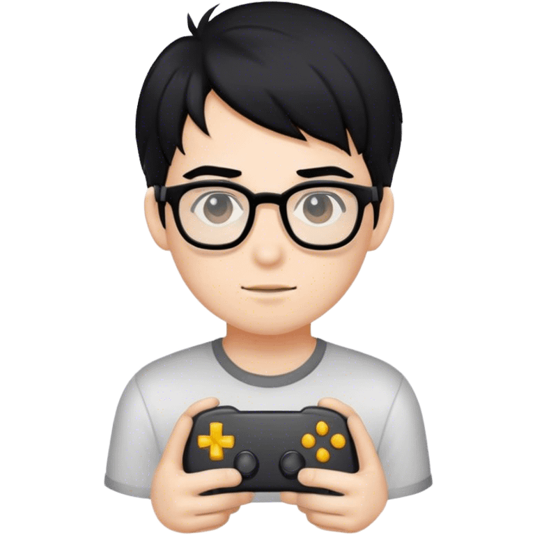 gamer boy with black hair and glasses emoji