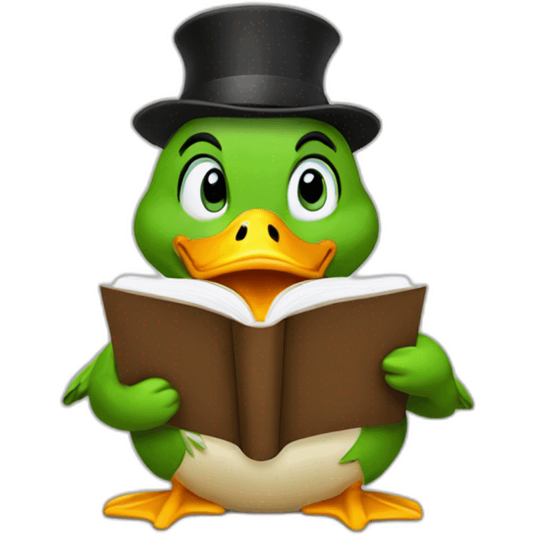 quite duck studying emoji