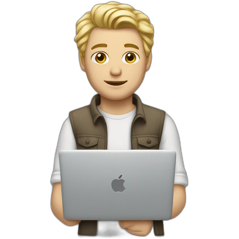 blonde male with macbook, slightly curly hair and medium facial hair and undercut haircut emoji