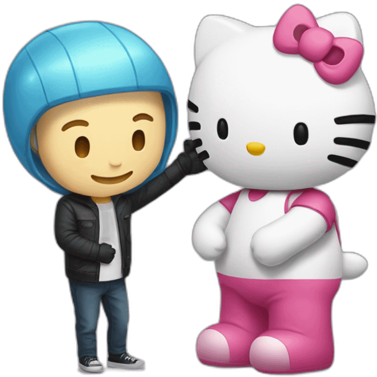 Hello Kitty giving Elon Musk a hug emoji