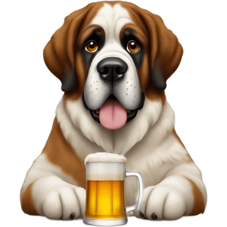 Saint Bernard drinking a beer emoji