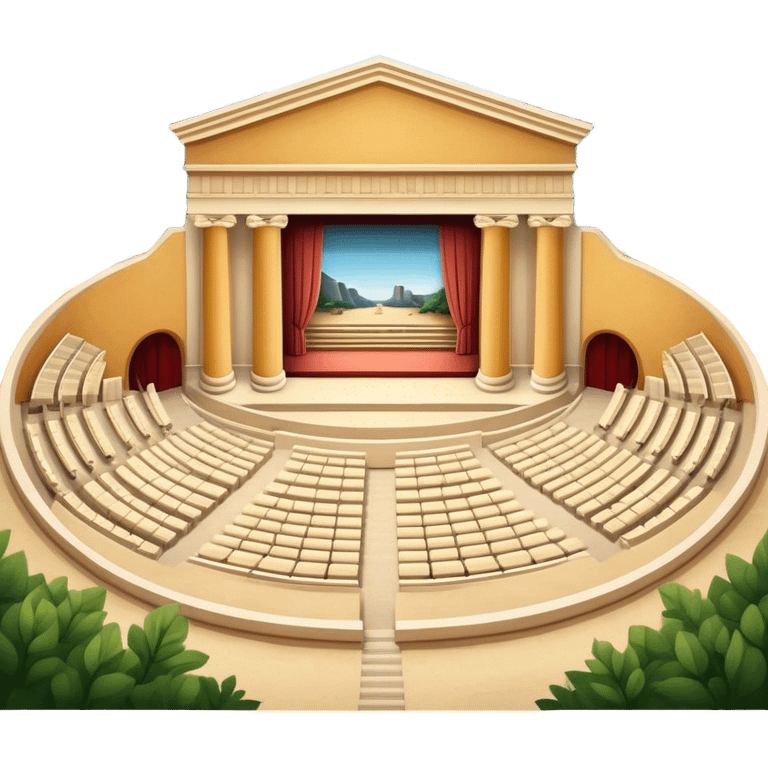 Cinematic Realistic Theatre of Epidaurus Landmark Emoji, depicted as a classical open‚Äêair theatre nestled in nature rendered with soft textures and serene, historical lighting. emoji