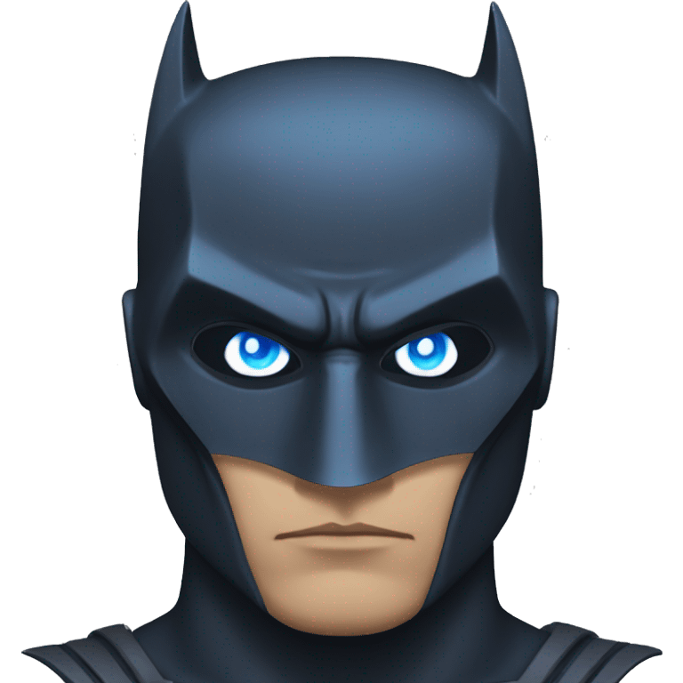 Dark Batman mask with blue eyes and serious face emoji