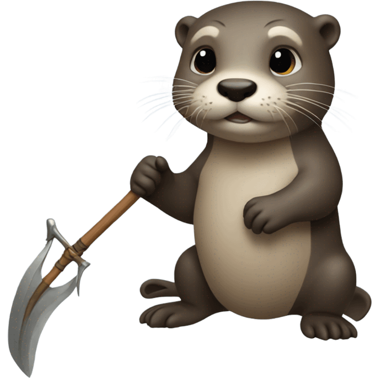 Otter holding trident emoji