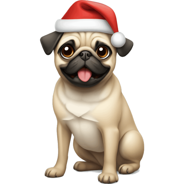 Pug with christmas hat emoji