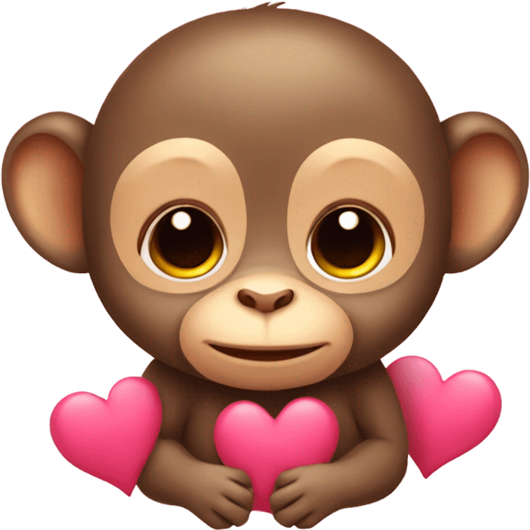 a baby monkey with hearts emoji