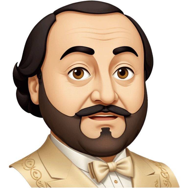 Cinematic Realistic Luciano Pavarotti Portrait Emoji, depicted as a charismatic operatic tenor with expressive eyes and commanding stage presence, rendered with rich elegant textures and warm theatrical lighting that captures his timeless vocal brilliance. emoji