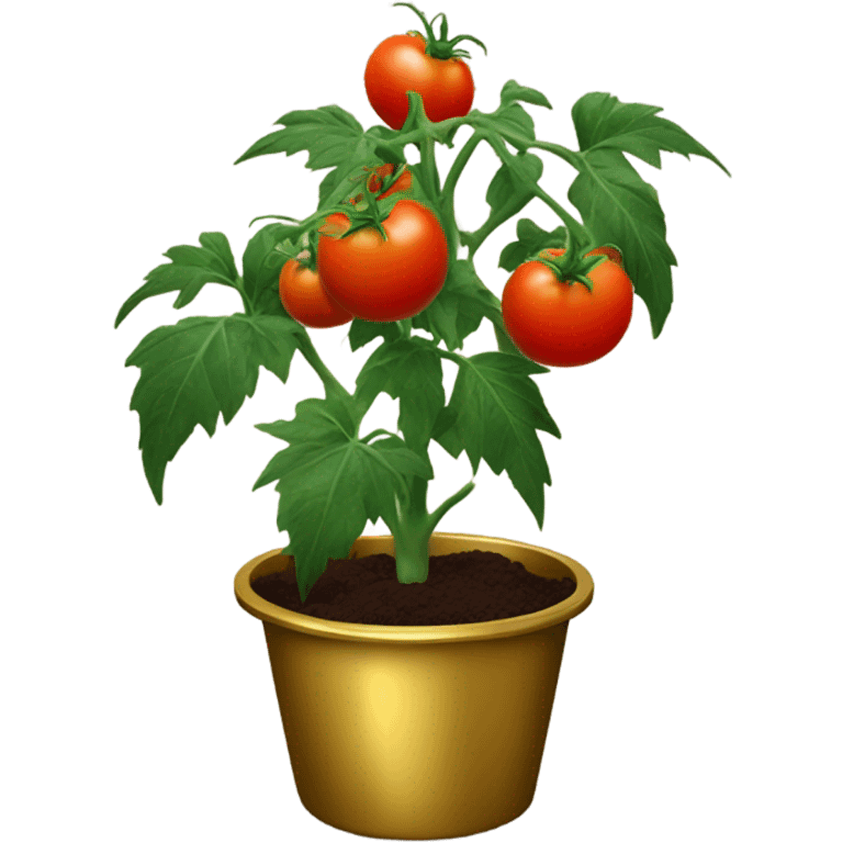 Tomato plant with only Black tomatoes on in a gold pot emoji