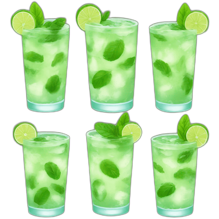 Six mojitos to drink emoji