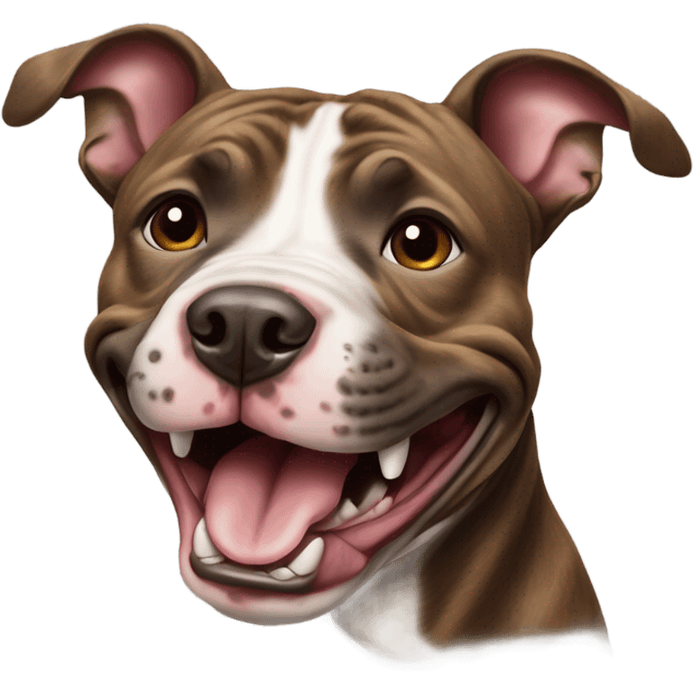 Brindle pitbull who is laughing  emoji