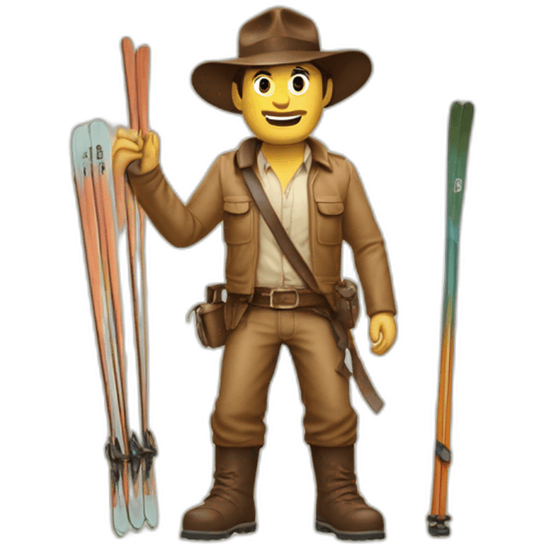 Indiana Jones avec des skis aux pieds emoji