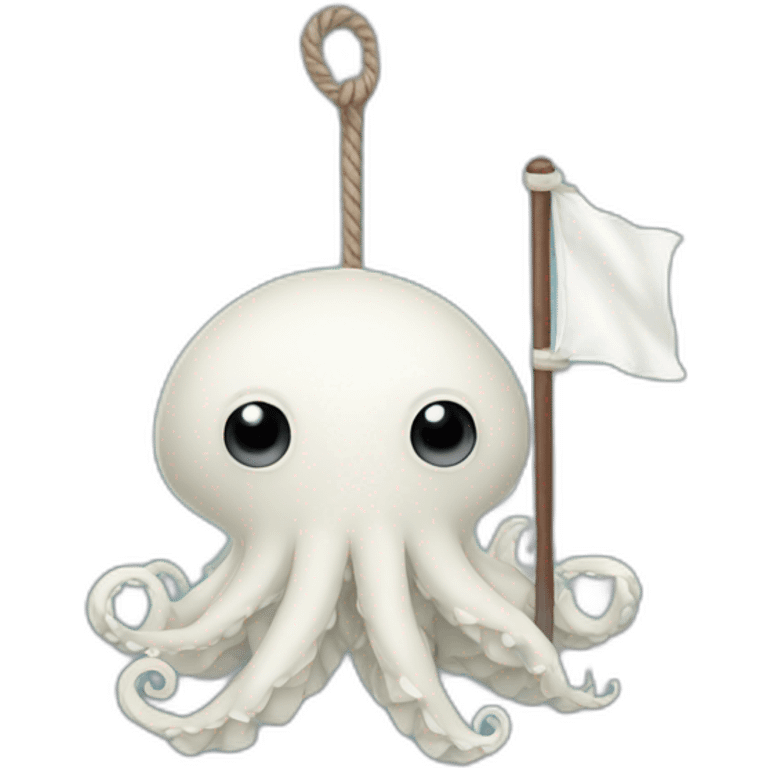 cute kraken hanging a white flag emoji