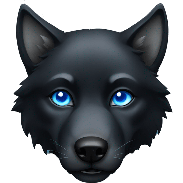 fierce black Wolf with blue eyes emoji