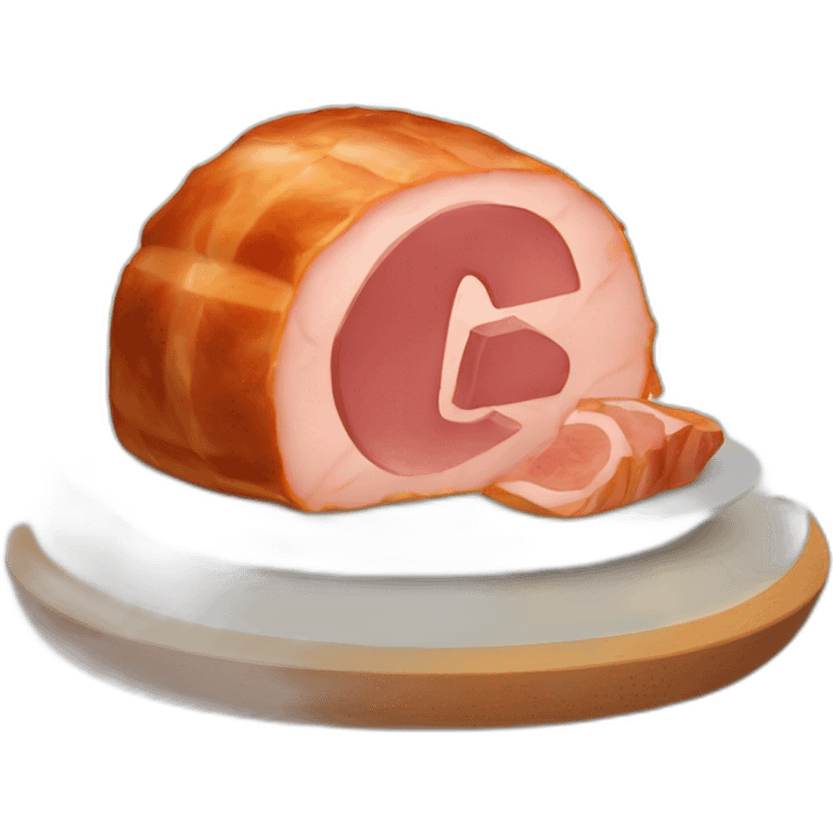 Baked ham and the letter r emoji