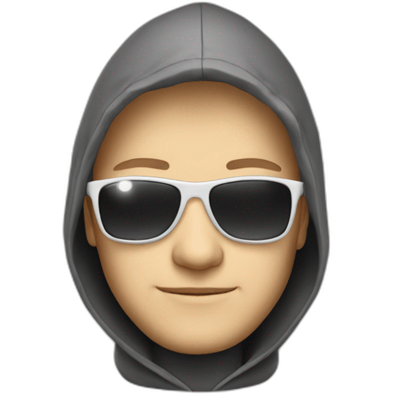 white hacker with sun glasses and hood emoji