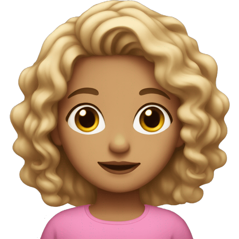 Girl with wavy hair and light tan skin emoji