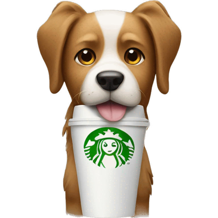 Dog with Starbucks cup emoji